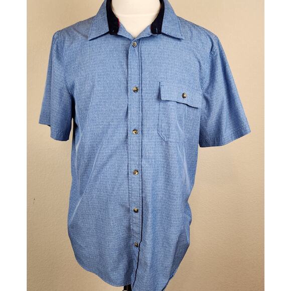 Avalanche Performance Shirt Mens Large Blue Short Sleeve Button Up Lightweight - Picture 1 of 8